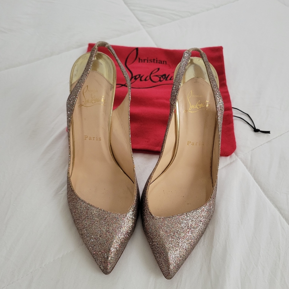 🚨⚡️(flash sale)⚡️🚨--Christian Louboutin Glitter Slingback Heel Pumps